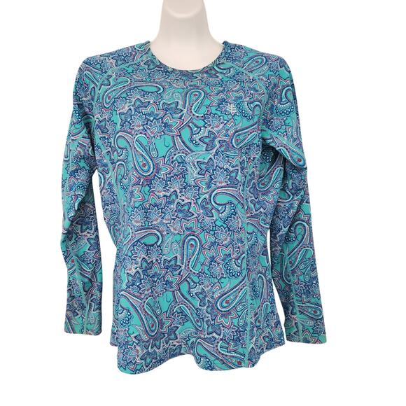 Coolibar Paisley Long Sleeve UPF 50+ Protection Swim Shirt Rash Guard Women L - Picture 1 of 8